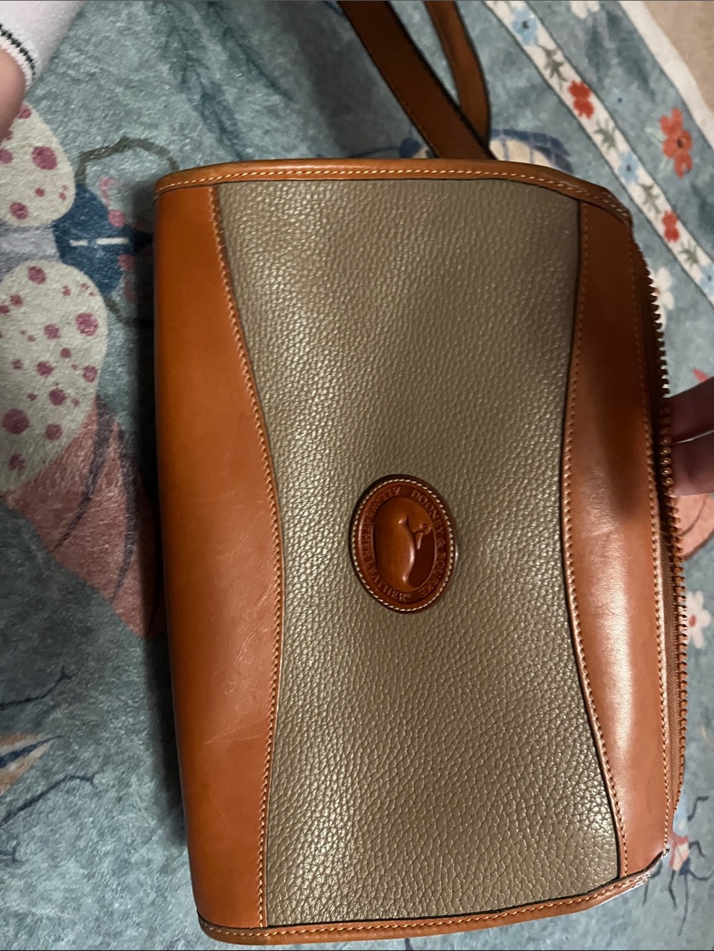 Two-Tone Brown and Taupe Leather Crossbody Bag